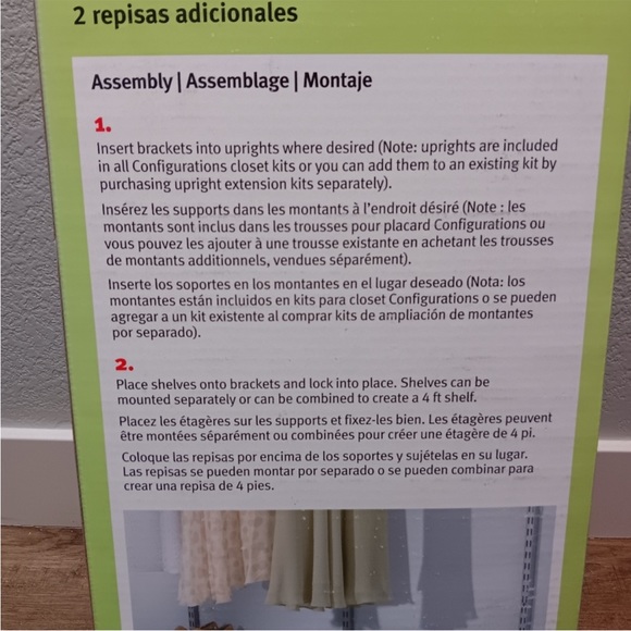 Rubbermaid Satin Nickel 2 add on shelves with 4 brackets. - Picture 4 of 7